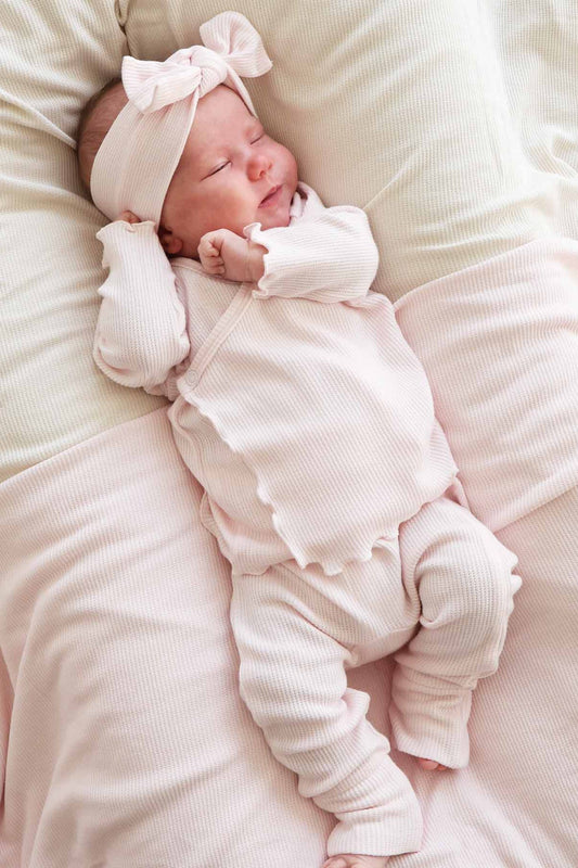 2pc Waffle Crossover Top & Bottom | Pearl Pink
