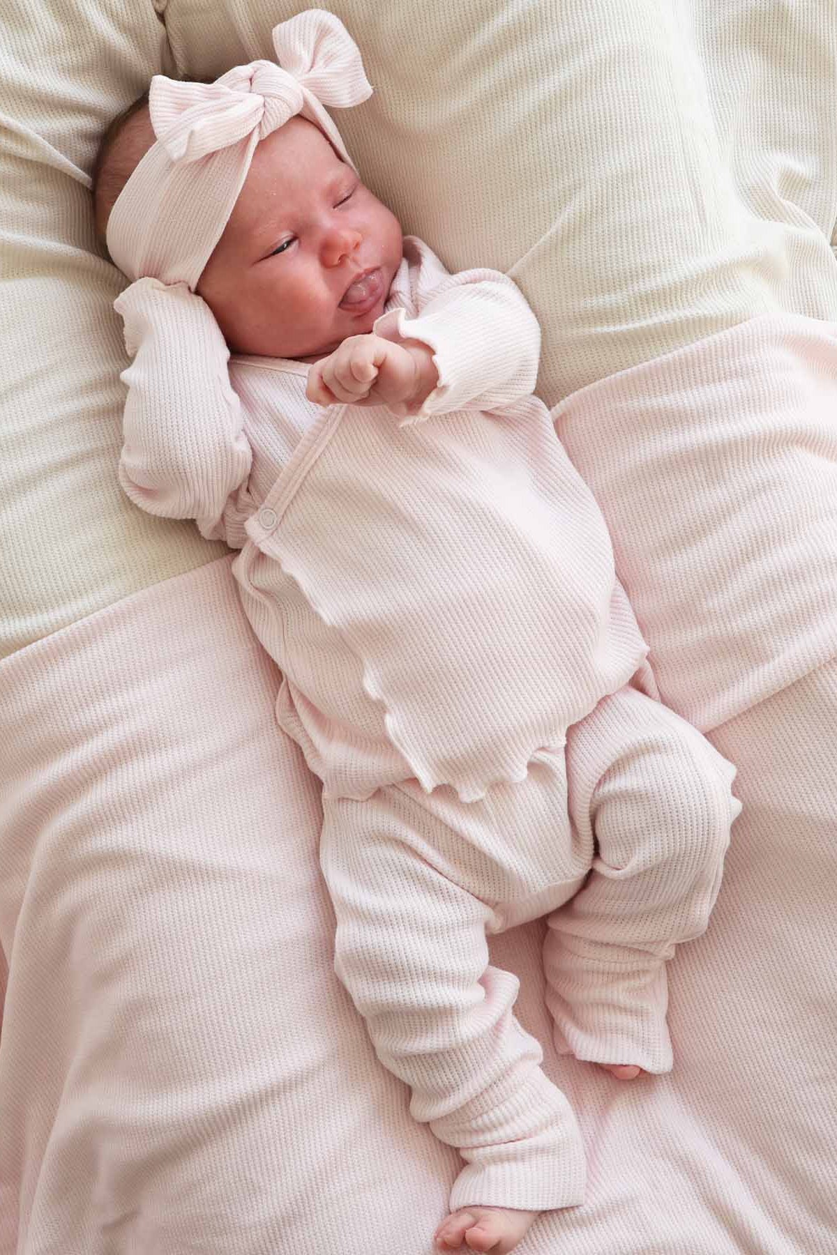 2pc Waffle Crossover Top & Bottom | Pearl Pink